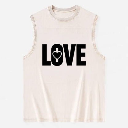 Bold typography design - "LOVE" - universal connection, heart centered - Vintage Washed Tank - Beige