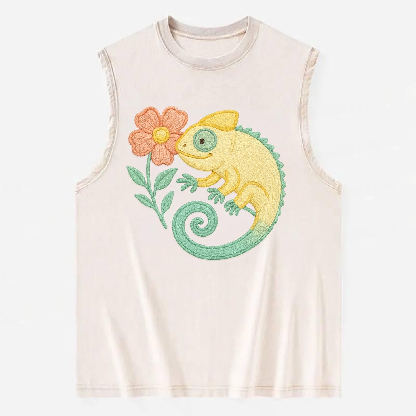 Yellow Chameleon - Vintage Washed Tank - Beige