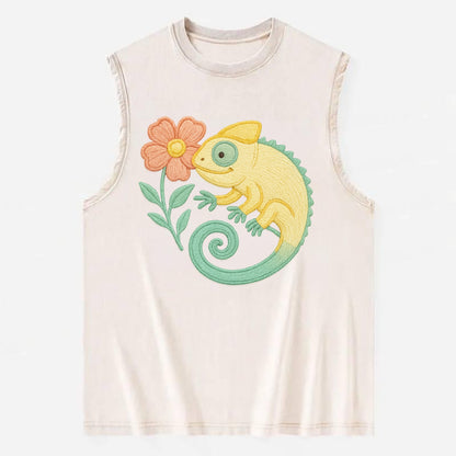 Yellow Chameleon - Vintage Washed Tank - Beige