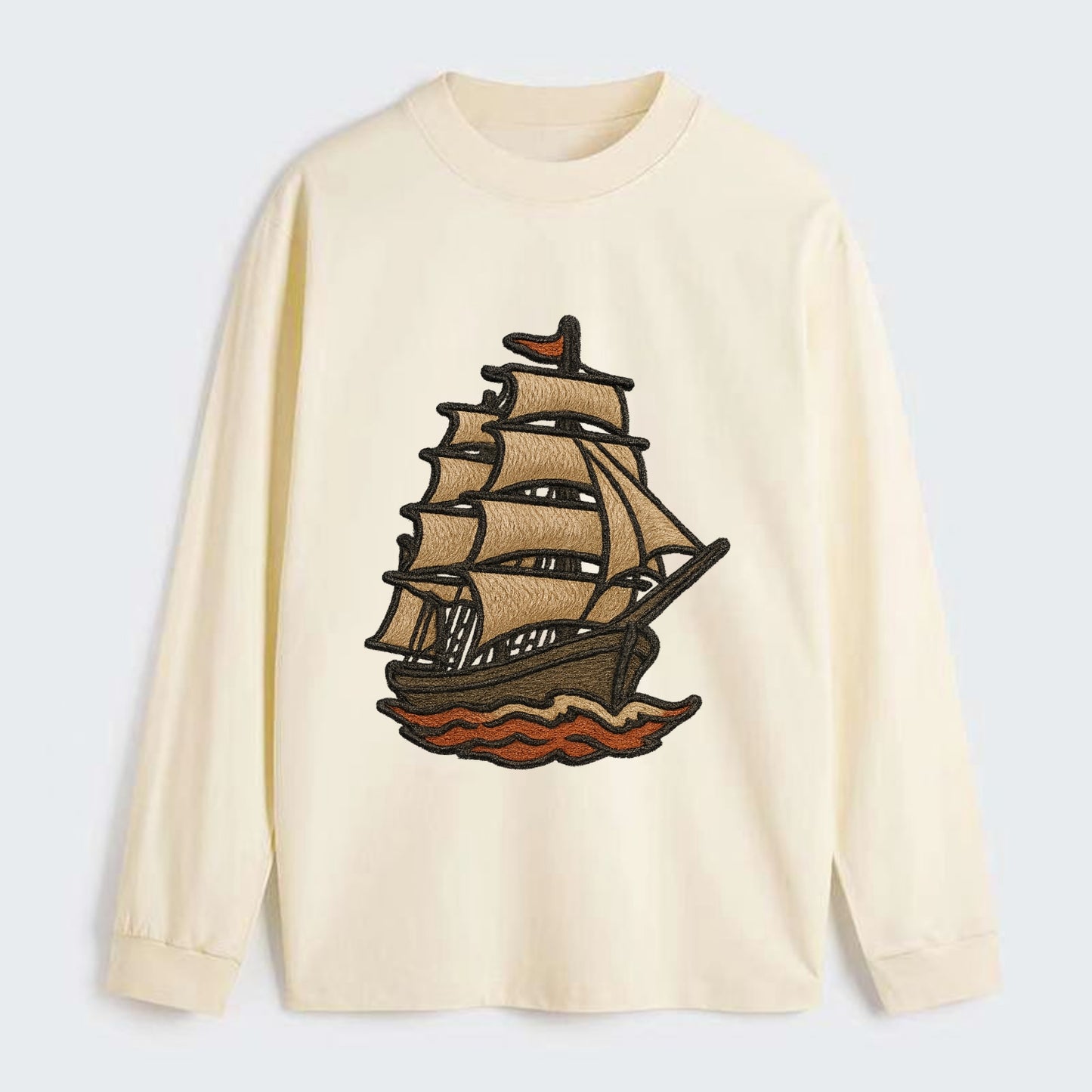 Sailing Ship  - Classic Long Sleeve Shirt - Beige