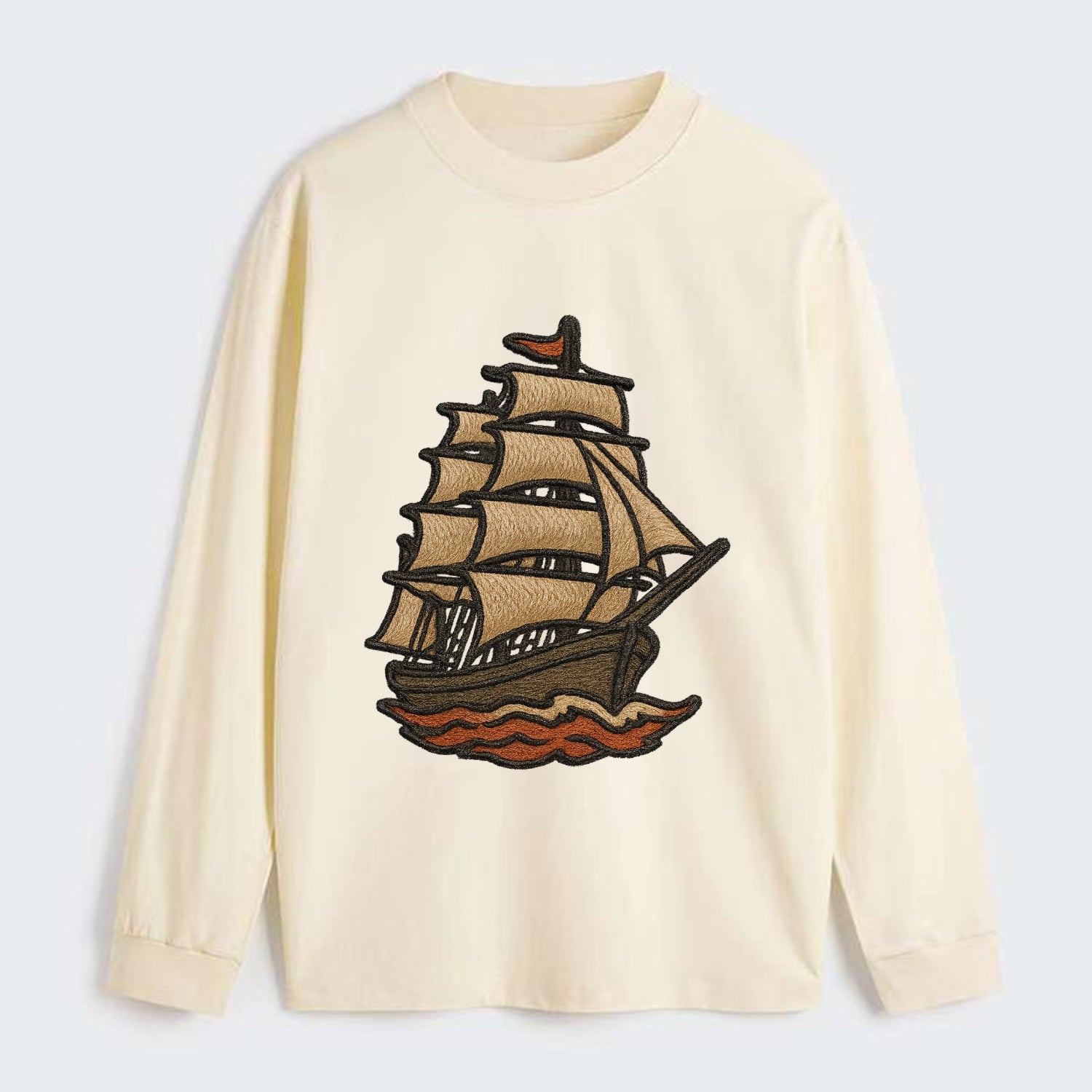 Sailing Ship  - Classic Long Sleeve Shirt - Beige