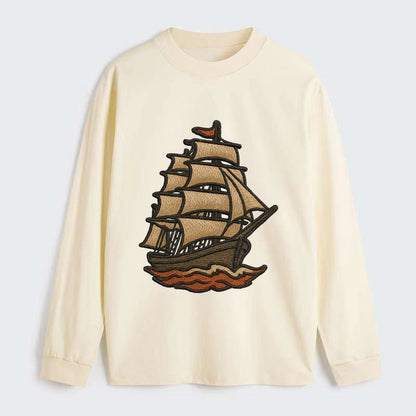 Sailing Ship  - Classic Long Sleeve Shirt - Beige