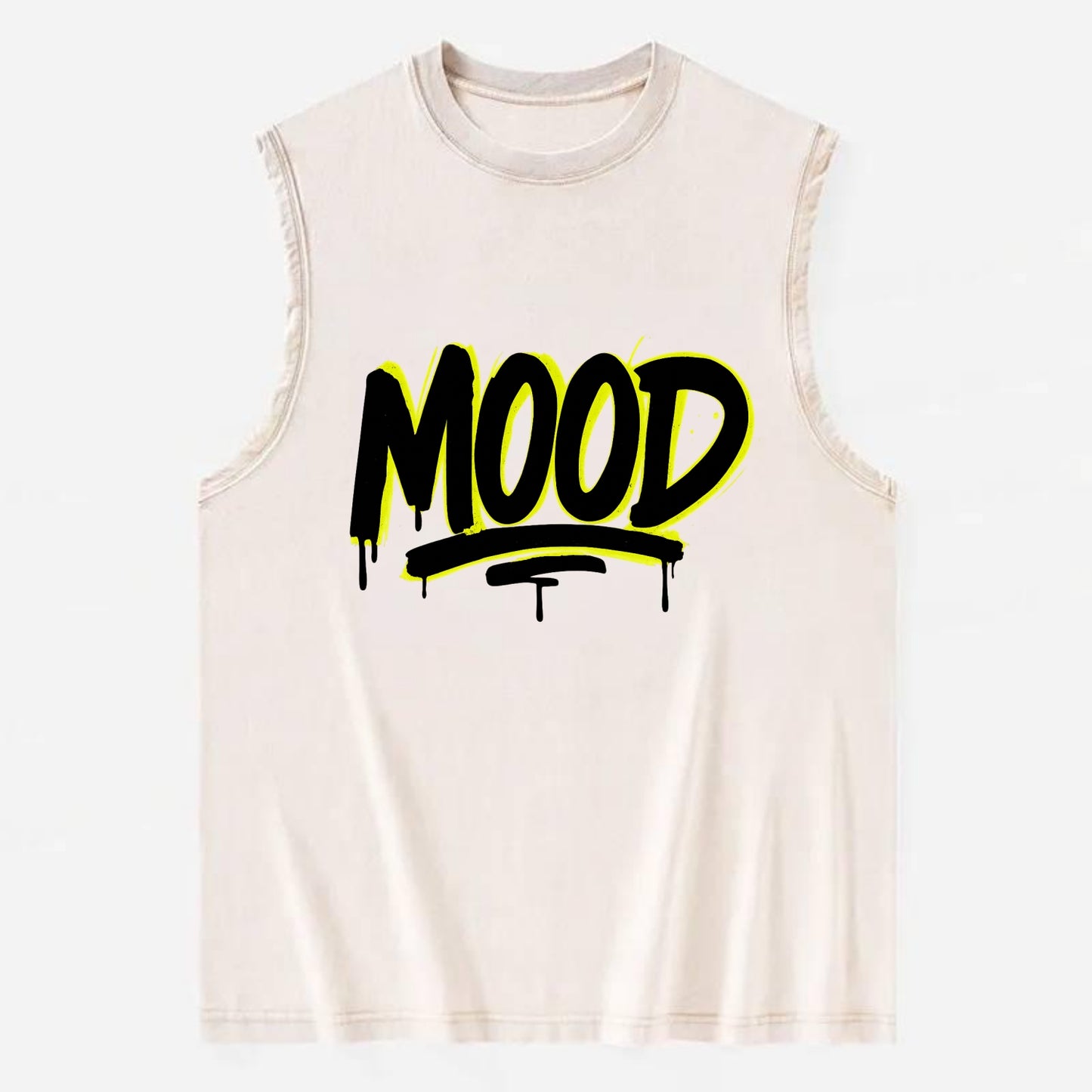Bold typography design - "MOOD" - current state, feeling it - Vintage Washed Tank - Beige