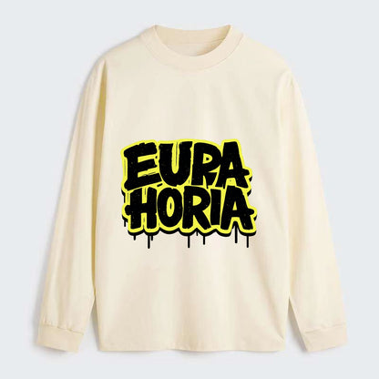 Bold typography design - "EUPHORIA" - intense happiness, ecstasy - Classic Long Sleeve Shirt - Beige