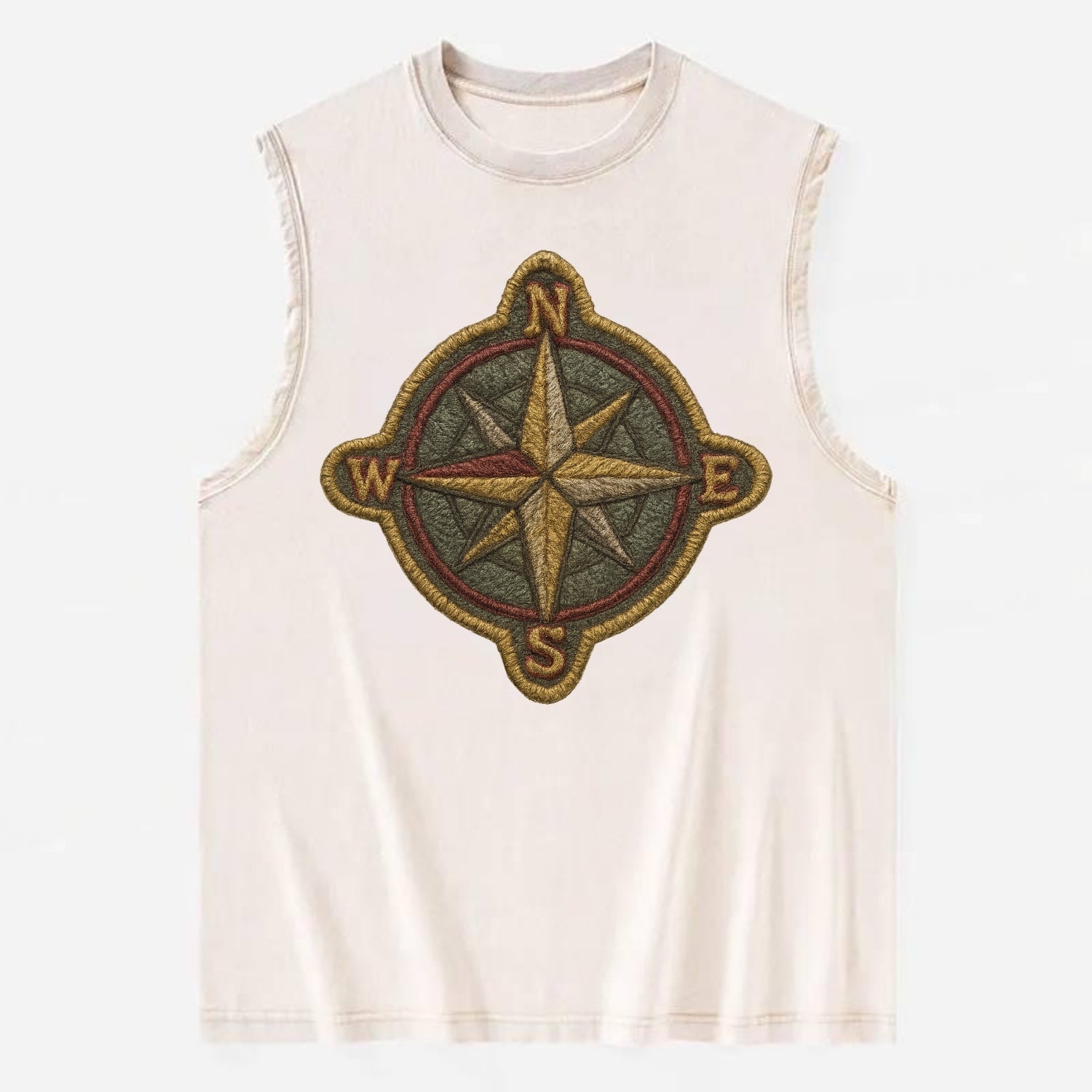 Compass rose with cardinal directions - explorer symbol - Vintage Washed Tank - Beige