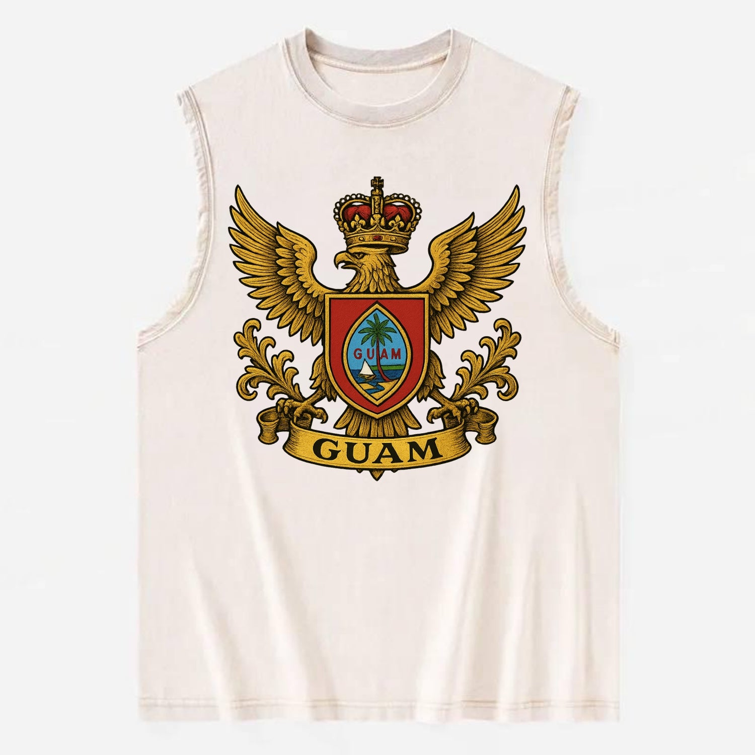 Guam Heritage Badge  - Vintage Washed Tank - Beige