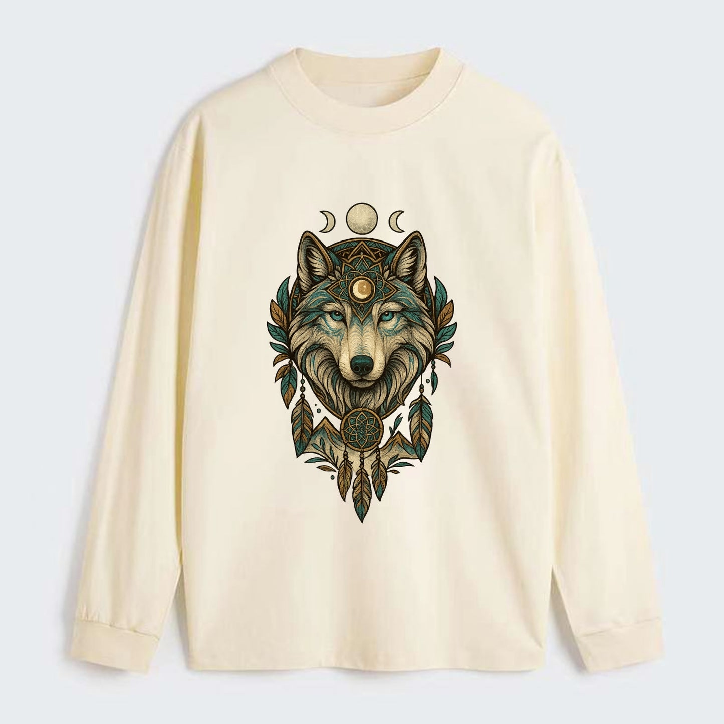 Pearl Wolf Shimmer  - Classic Long Sleeve Shirt - Beige