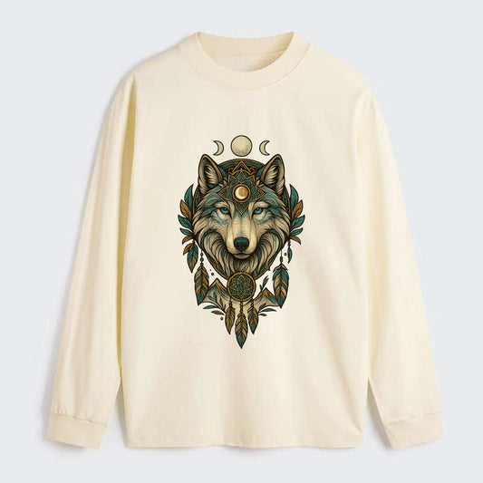 Pearl Wolf Shimmer  - Classic Long Sleeve Shirt - Beige