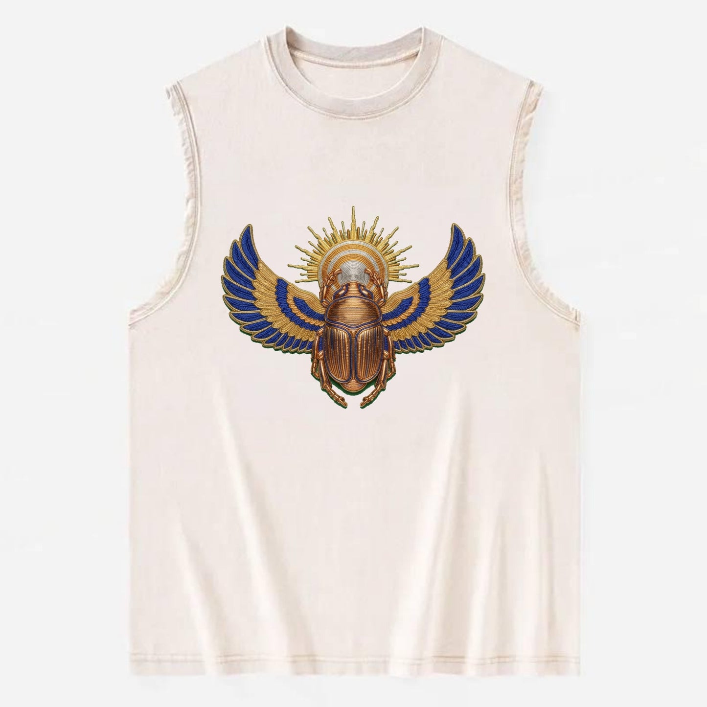 Winged Scarab - Vintage Washed Tank - Beige