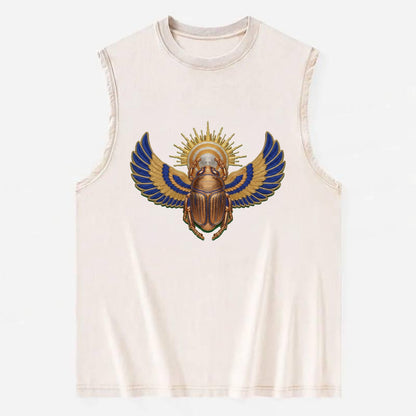 Winged Scarab - Vintage Washed Tank - Beige