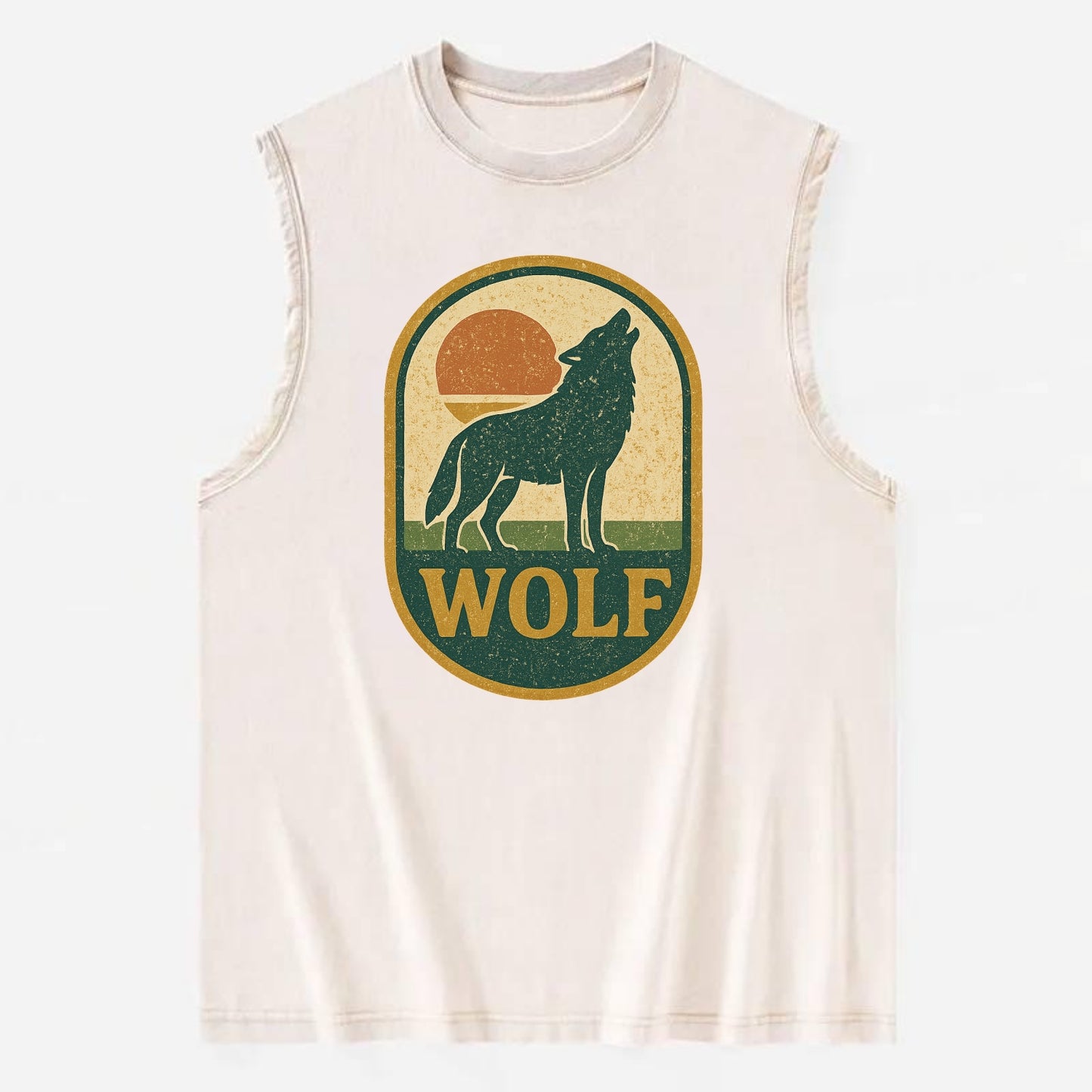 Carbon Fiber Wolf  - Vintage Washed Tank - Beige