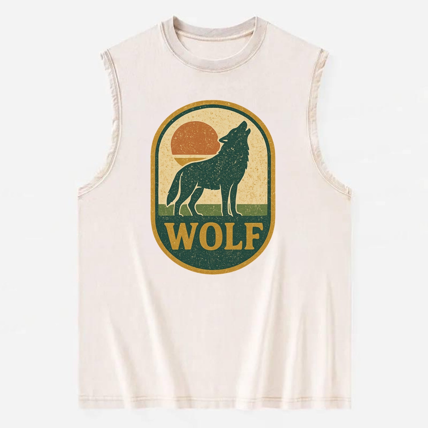 Carbon Fiber Wolf  - Vintage Washed Tank - Beige