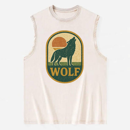 Carbon Fiber Wolf  - Vintage Washed Tank - Beige