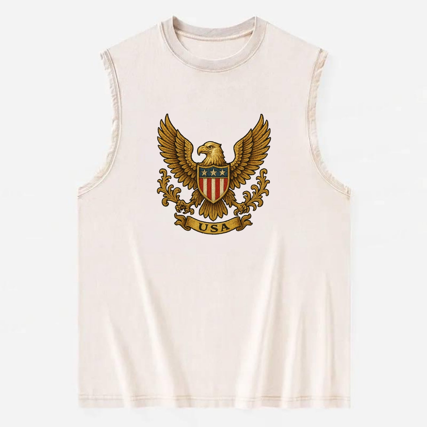 Usa Heritage Eagle 3 - Vintage Washed Tank - Beige