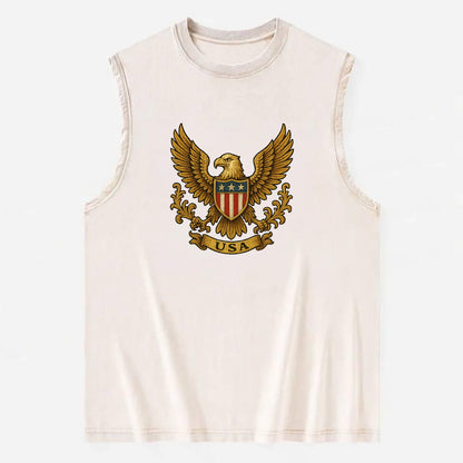 Usa Heritage Eagle 3 - Vintage Washed Tank - Beige