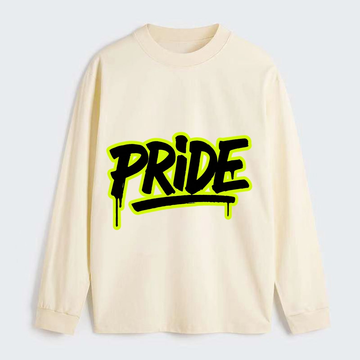 Bold typography design - "PRIDE" - dignified satisfaction, honor - Classic Long Sleeve Shirt - Beige
