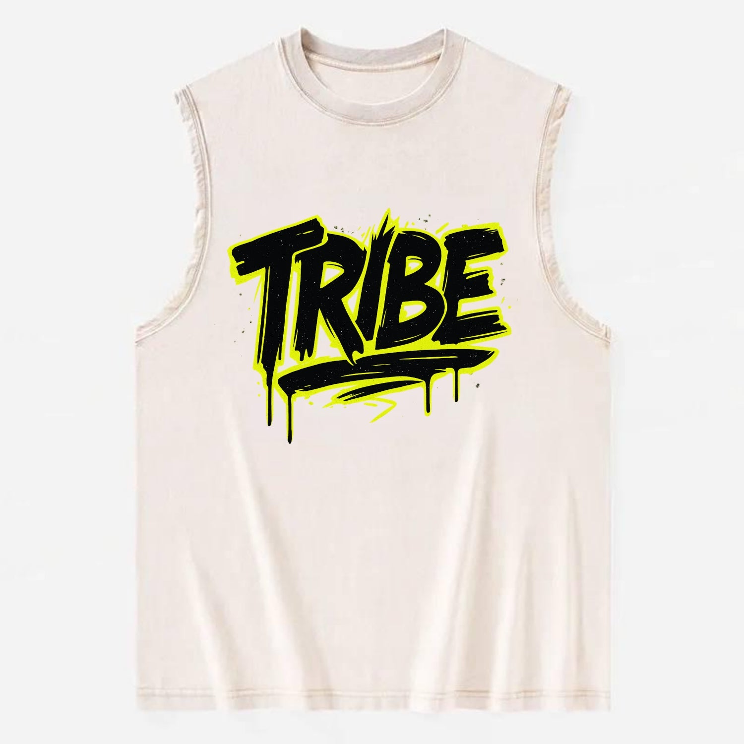 Bold typography design - "TRIBE" - your community, your group - Vintage Washed Tank - Beige
