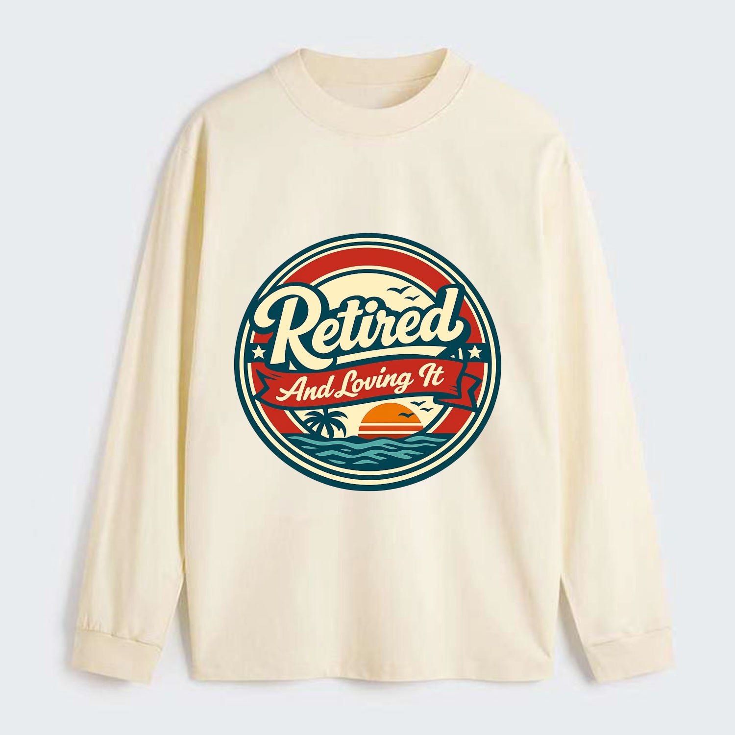 Carefree Retirement Emblem - Classic Long Sleeve Shirt - Beige