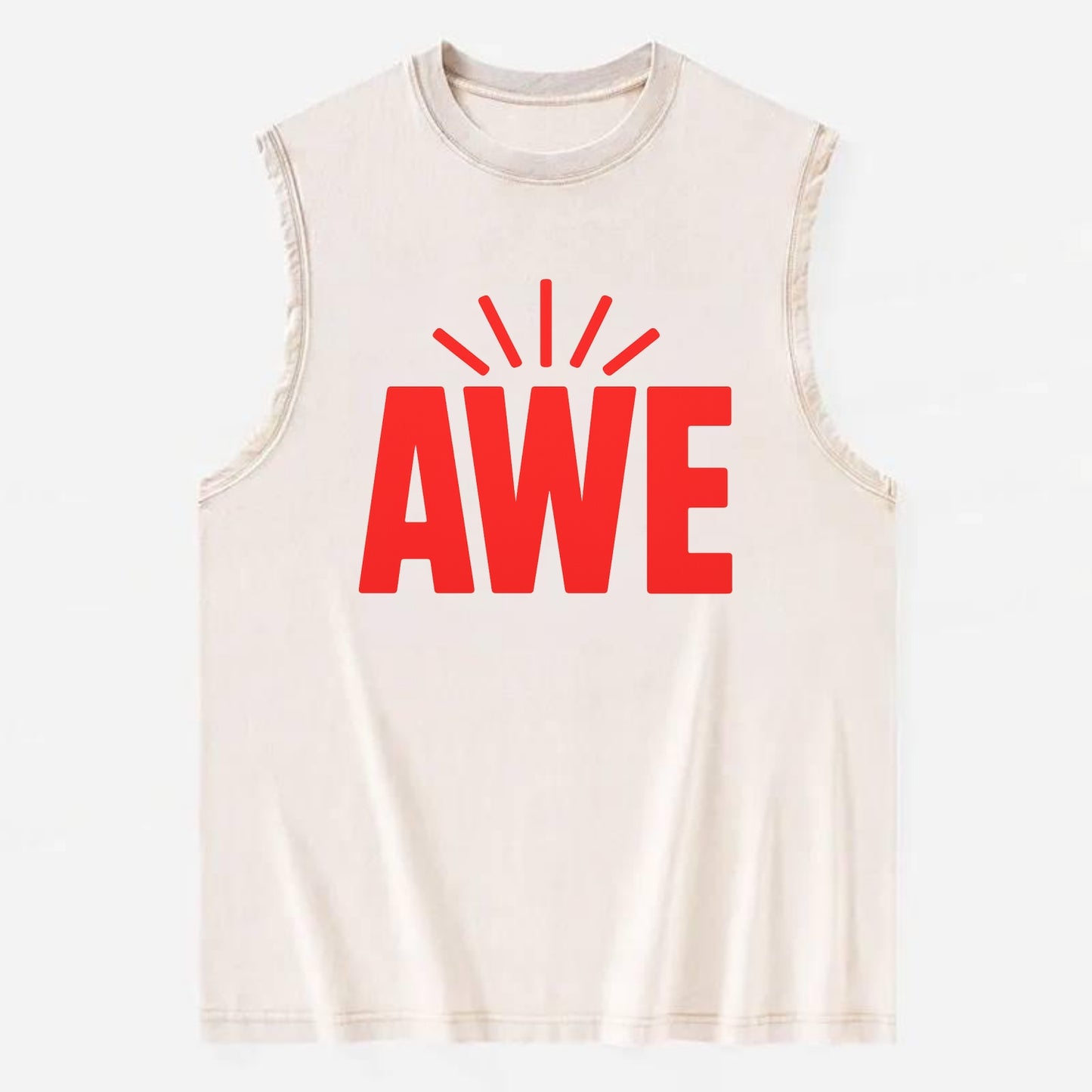 Bold typography design - "AWE" - overwhelming wonder - Vintage Washed Tank - Beige