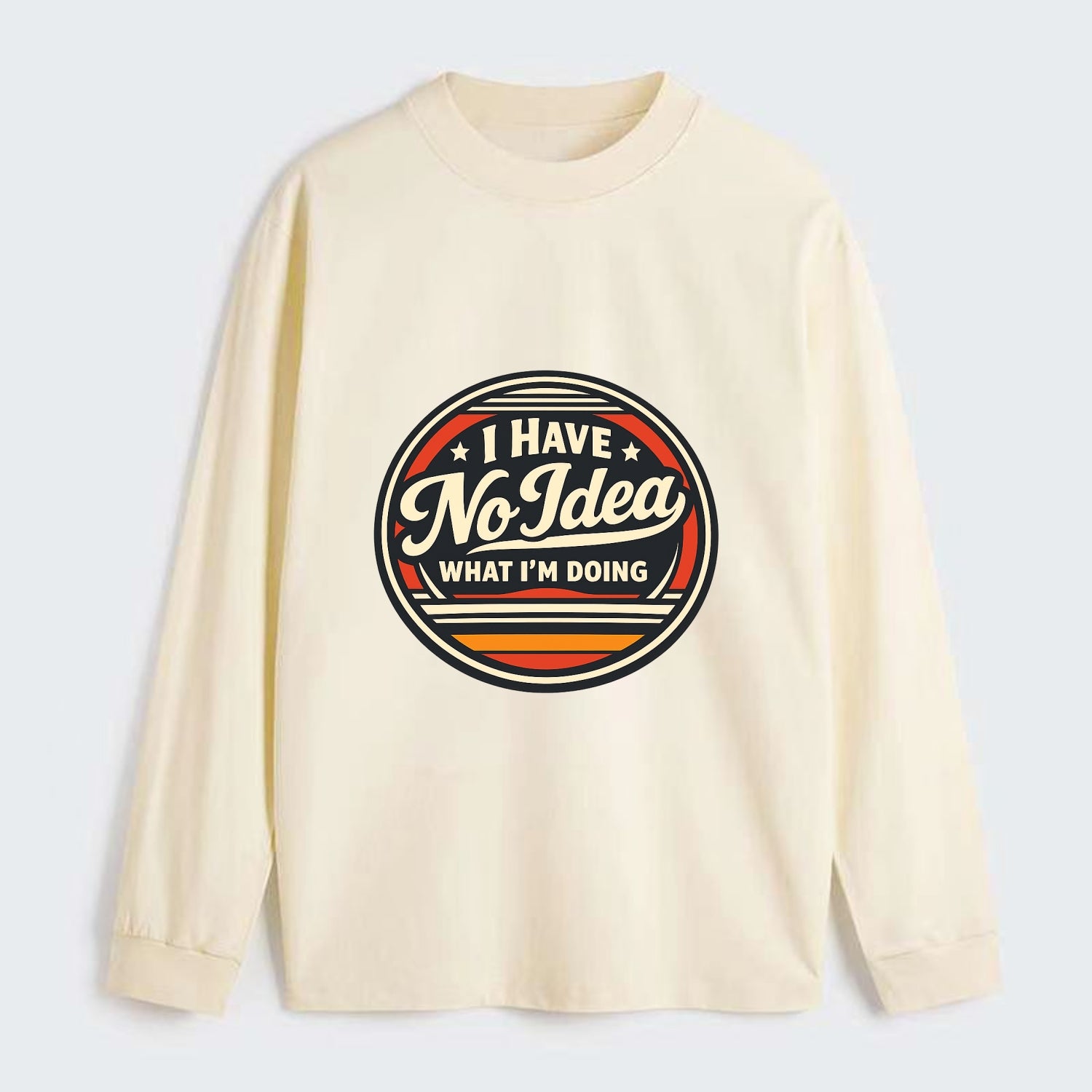 Confidently Clueless Emblem - Classic Long Sleeve Shirt - Beige