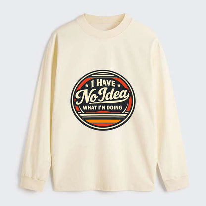 Confidently Clueless Emblem - Classic Long Sleeve Shirt - Beige