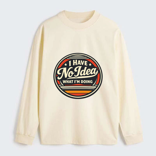 Confidently Clueless Emblem - Classic Long Sleeve Shirt - Beige