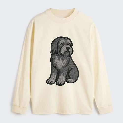 Bearded Collie - Gray shaggy coat embroidered pose - Classic Long Sleeve Shirt