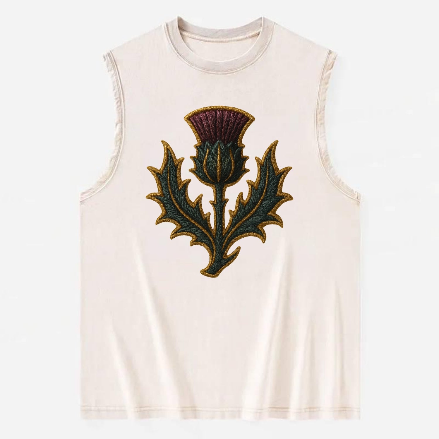 Scottish Thistle  - Vintage Washed Tank - Beige