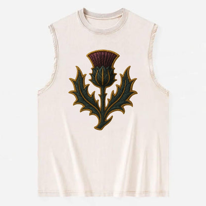 Scottish Thistle  - Vintage Washed Tank - Beige