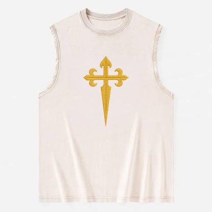 Order Of Santiago Cross - Vintage Washed Tank - Beige