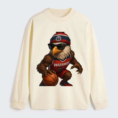 DC Eagle wearing Wizards red white and blue beanie with monument patch - Classic Long Sleeve Shirt - Beige