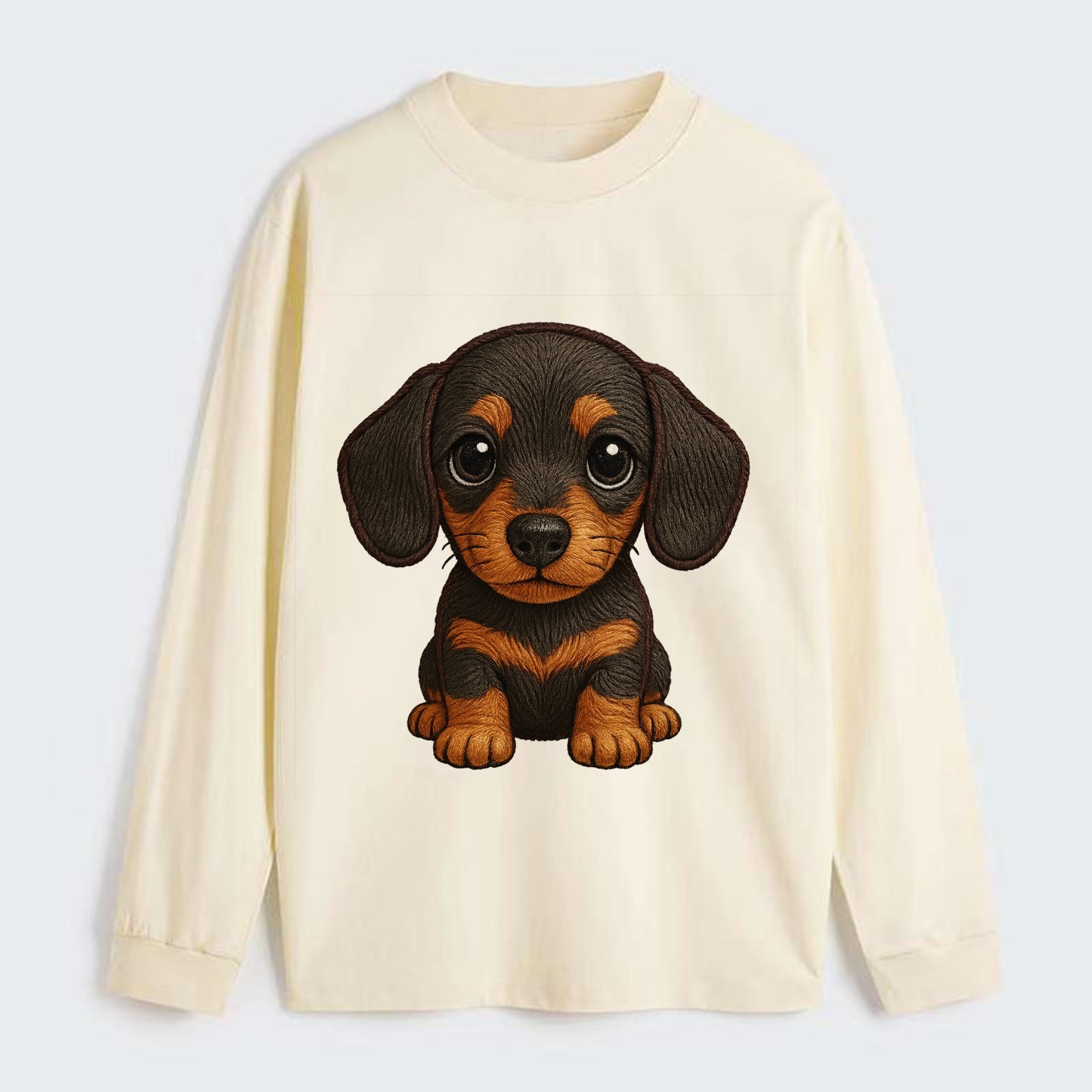 Baby Dachshund Puppy - long body, short legs, floppy ears, curious - Classic Long Sleeve Shirt - Beige