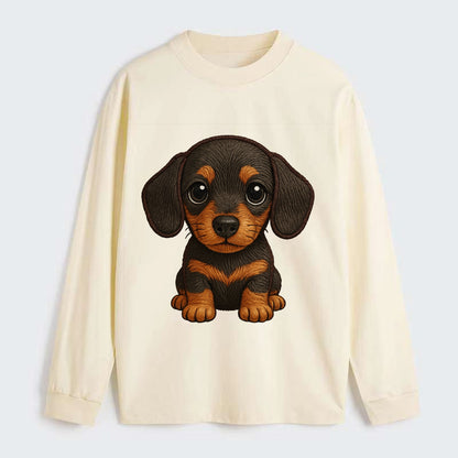 Baby Dachshund Puppy - long body, short legs, floppy ears, curious - Classic Long Sleeve Shirt - Beige