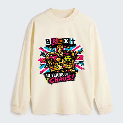 BROKEN CROWN | Shattered British crown | Gold fragments scattered | - Classic Long Sleeve Shirt - Beige