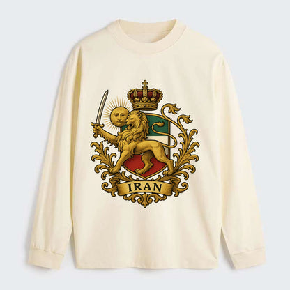 Royal Iran Coat Of Arms - Classic Long Sleeve Shirt - Beige