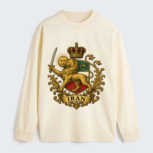 Royal Iran Coat Of Arms - Classic Long Sleeve Shirt - Beige