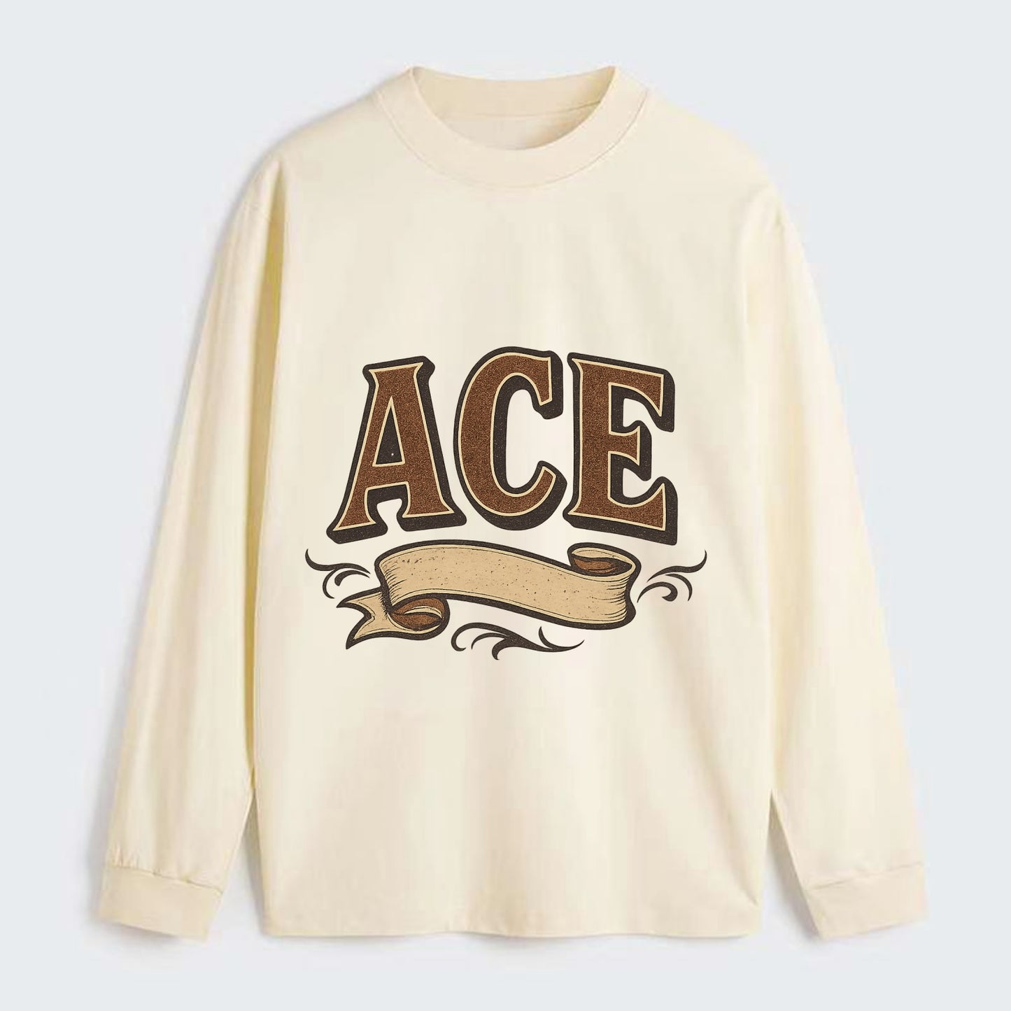 Bold typography design - "ACE" - expert, the best at something - Classic Long Sleeve Shirt - Beige