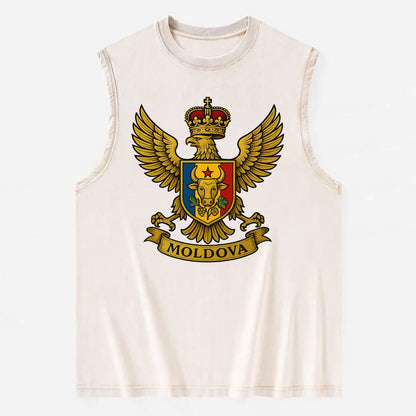 Moldova Heritage Badge  - Vintage Washed Tank - Beige