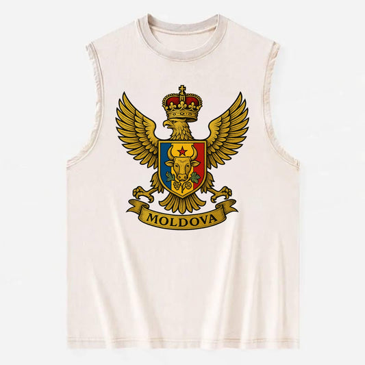 Moldova Heritage Badge  - Vintage Washed Tank - Beige