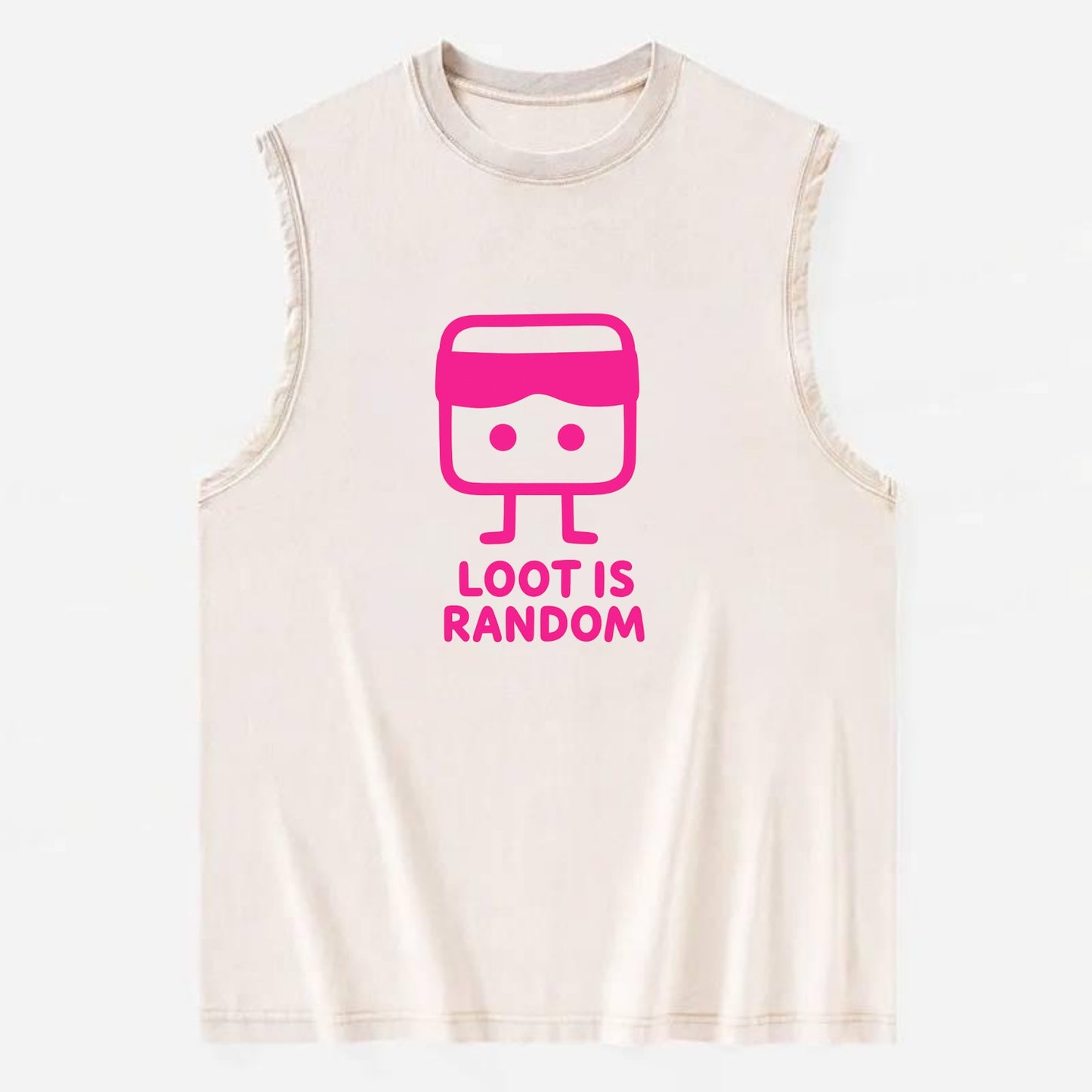 LOOT IS RANDOM | Dice wearing blindfold - Vintage Washed Tank - Beige