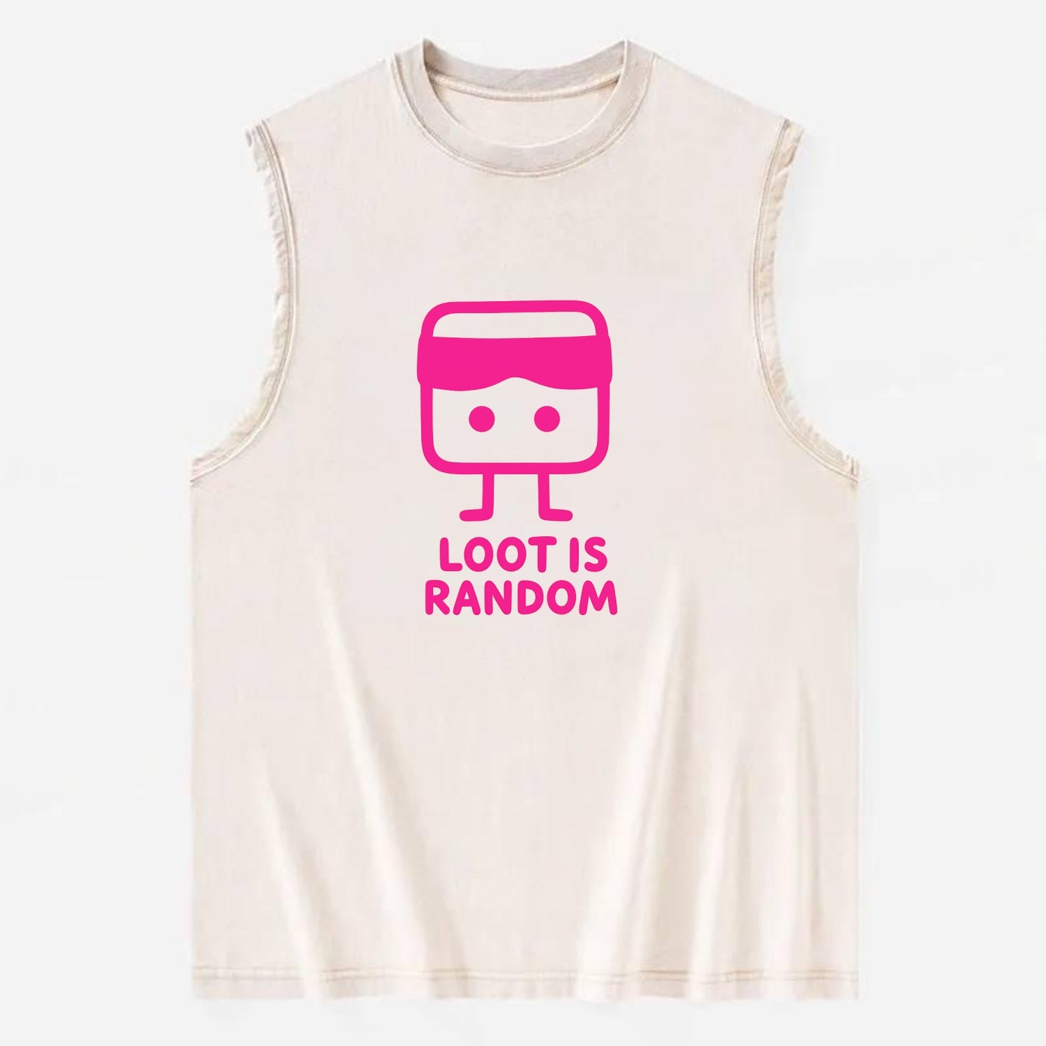 LOOT IS RANDOM | Dice wearing blindfold - Vintage Washed Tank - Beige