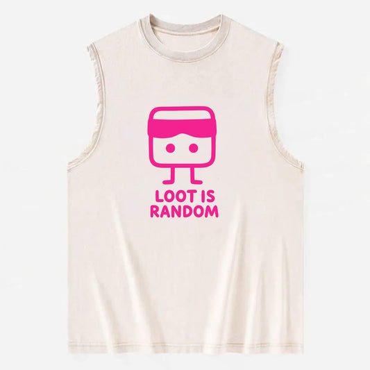 LOOT IS RANDOM | Dice wearing blindfold - Vintage Washed Tank - Beige