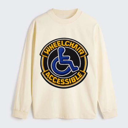 WHEELCHAIR ACCESSIBLE - accessibility symbol in blue , inclusion - Classic Long Sleeve Shirt - Beige