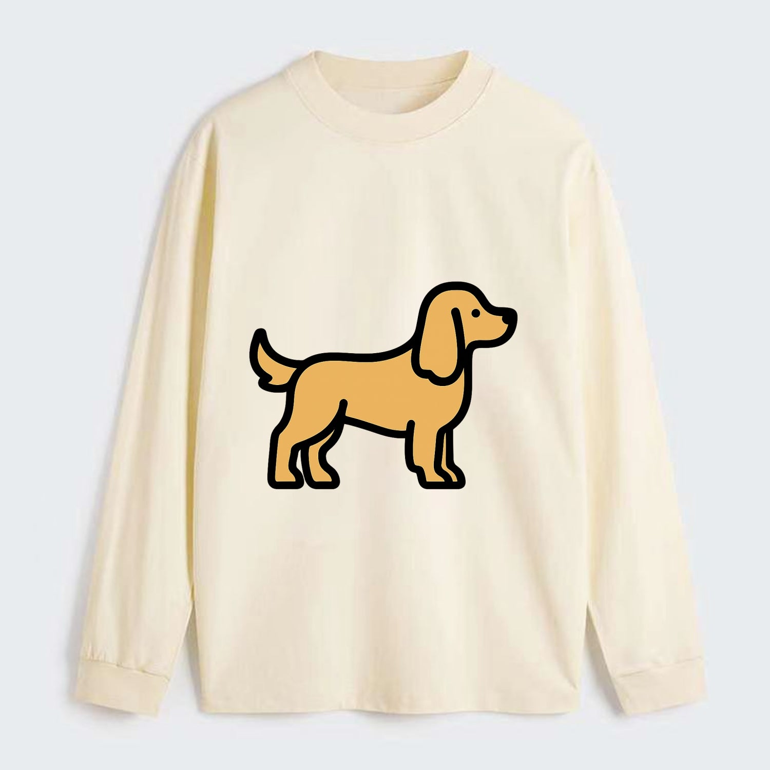 Cocker Spaniel - Golden colored flat side profile - Classic Long Sleeve Shirt - Beige