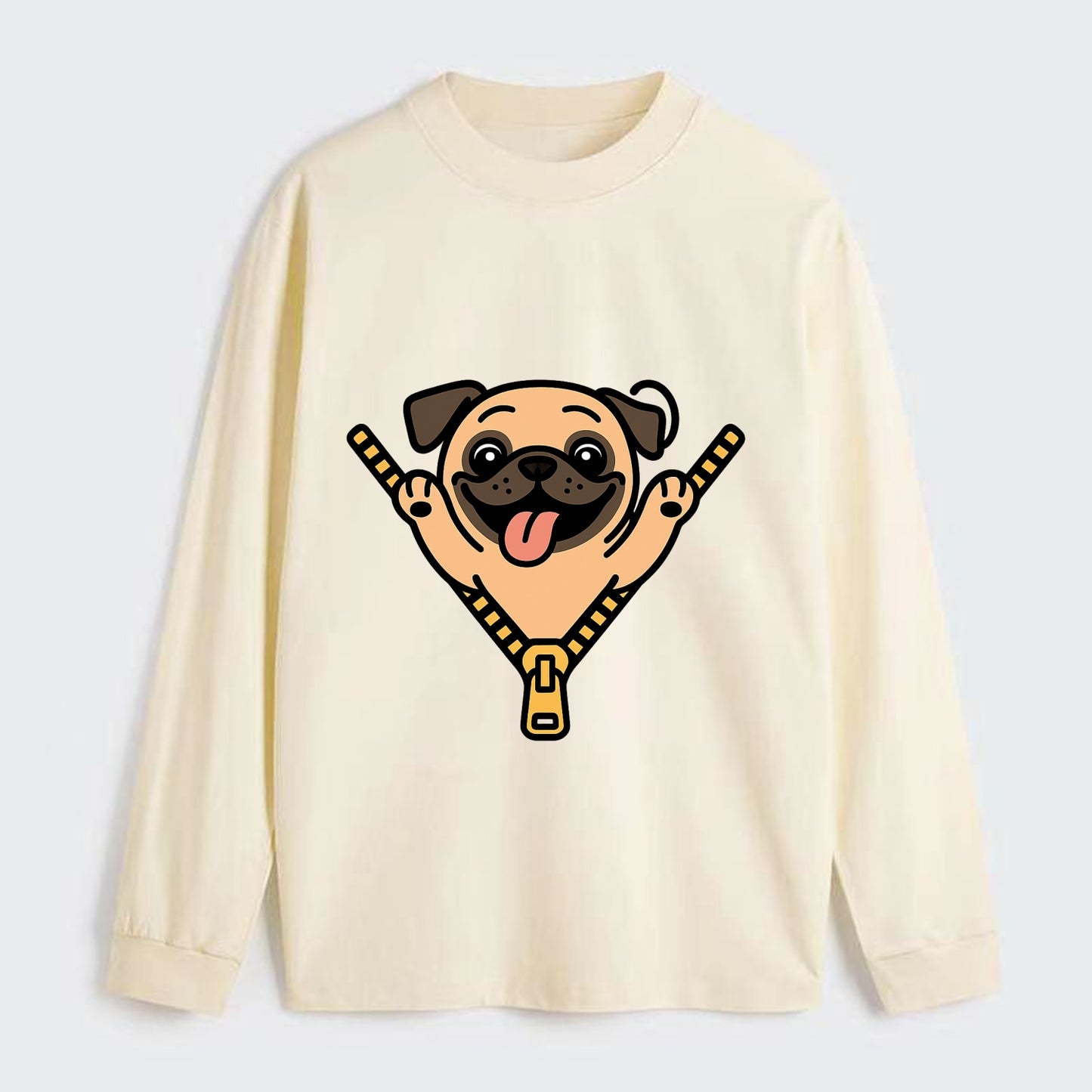 Pug - Classic Long Sleeve Shirt - Beige