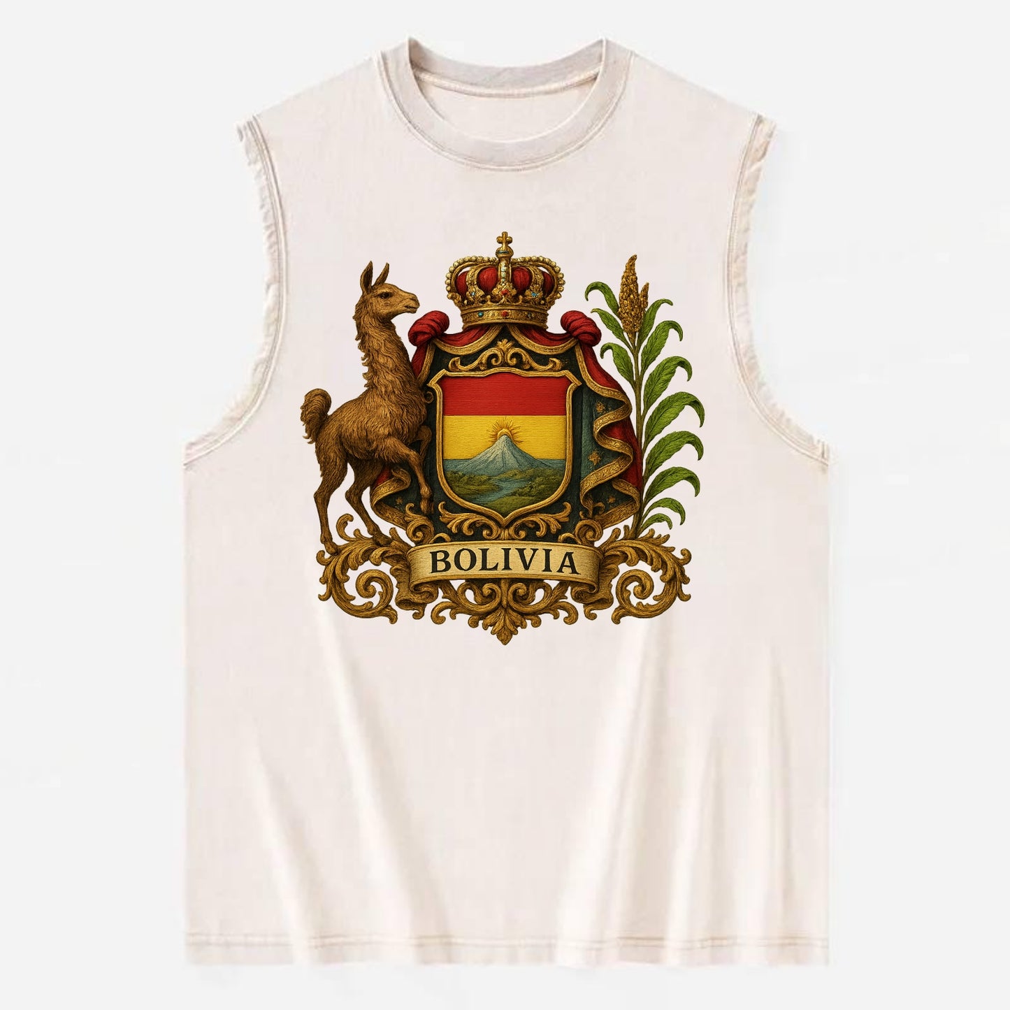 Bolivia Royal Logo  - Vintage Washed Tank - Beige