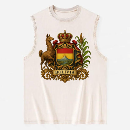 Bolivia Royal Logo  - Vintage Washed Tank - Beige