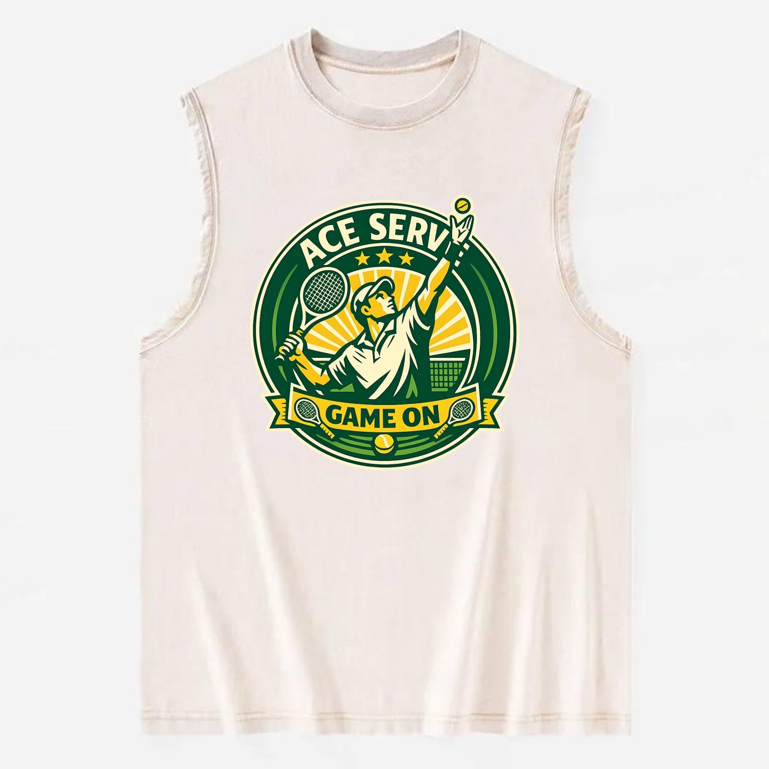 Serving Ace Emblem - Vintage Washed Tank - Beige