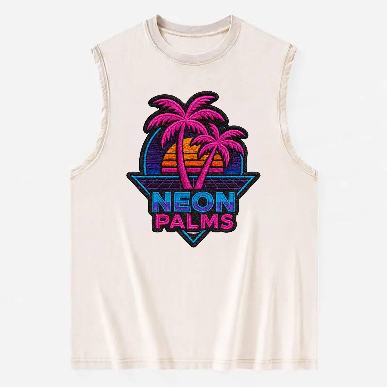 Neon Palms - Vintage Washed Tank - Beige