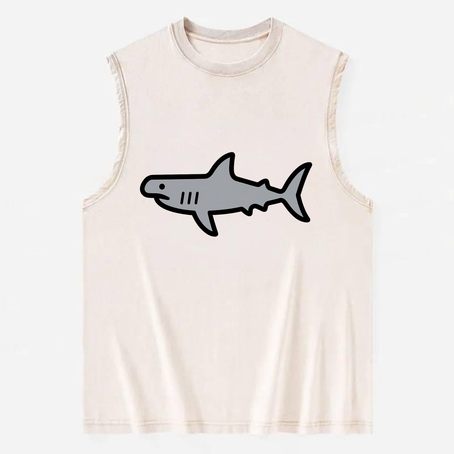 Hammerhead Shark - Gray distinctive head flat side profile - Vintage Washed Tank - Beige